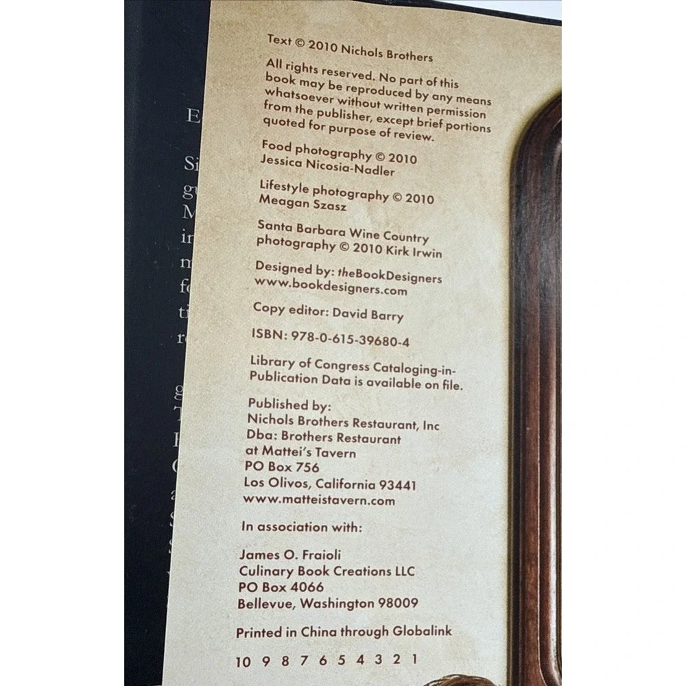 Brothers Cuisine Recipes from‎ Santa Barbara CA Wine Country Signed 1st Ed